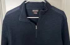 Men’s Michael Kors navy 1/4 zipped pull over sweater size Lg long sleeves
