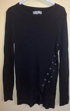 Guess Women  s Ribbed Long Sleeve Black Sweater - Size: L