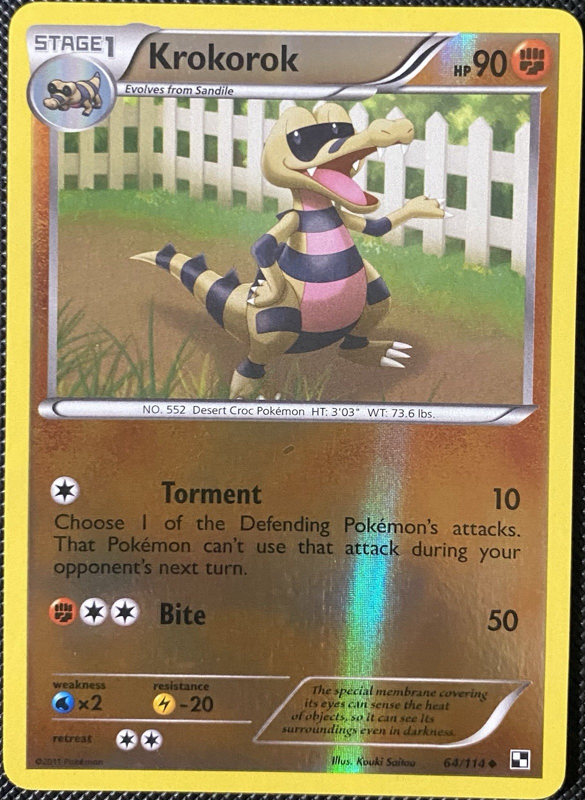 Krokorok 64/114 Black & White Reverse Holo - Pokémon Card
