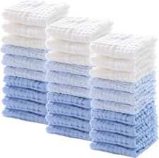 30 Pcs Baby Muslin Washcloths Muslin Burp Cloths Baby Towel Natural Cotton Burp