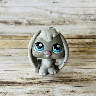 LPS Littlest Pet Shop Gray Bunny Rabbit #346 w/ Blue Eyes AUTHENTIC