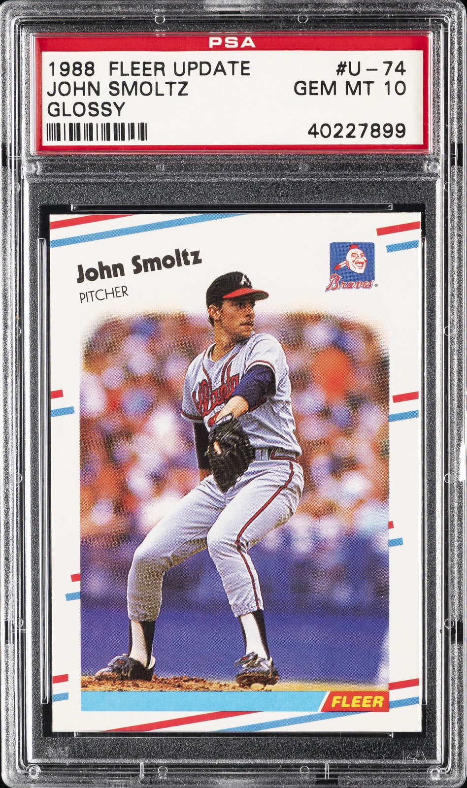 1988 FLEER UPDATE GLOSSY #U-74 JOHN SMOLTZ ROOKIE RC PSA 10
