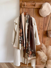 Luxury Damen Winter Kaschmir Schal – Warmes Pashmina Tuch – Blumen Design – Dick