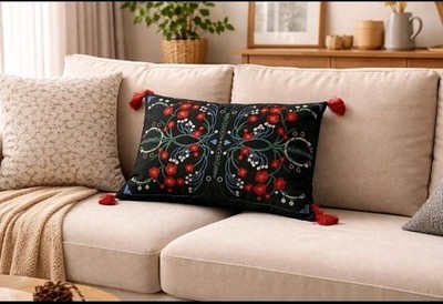 Ikea Kissenbezug Kissenhülle 58 cm Vinterfint gestickt 100 % Baumwolle