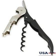 Corkscrew W/ Foil Cutter Bottle Opener Stainless Steel Two Step Design Easy Pull