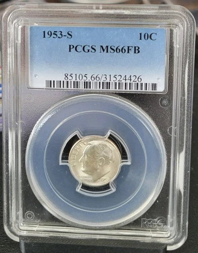 1953-S Roosevelt Dime-PCGS MS 66 FB   No Toning !
