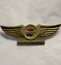 United Airlines Future Flight Attendant Wings Pin Vintage Plastic