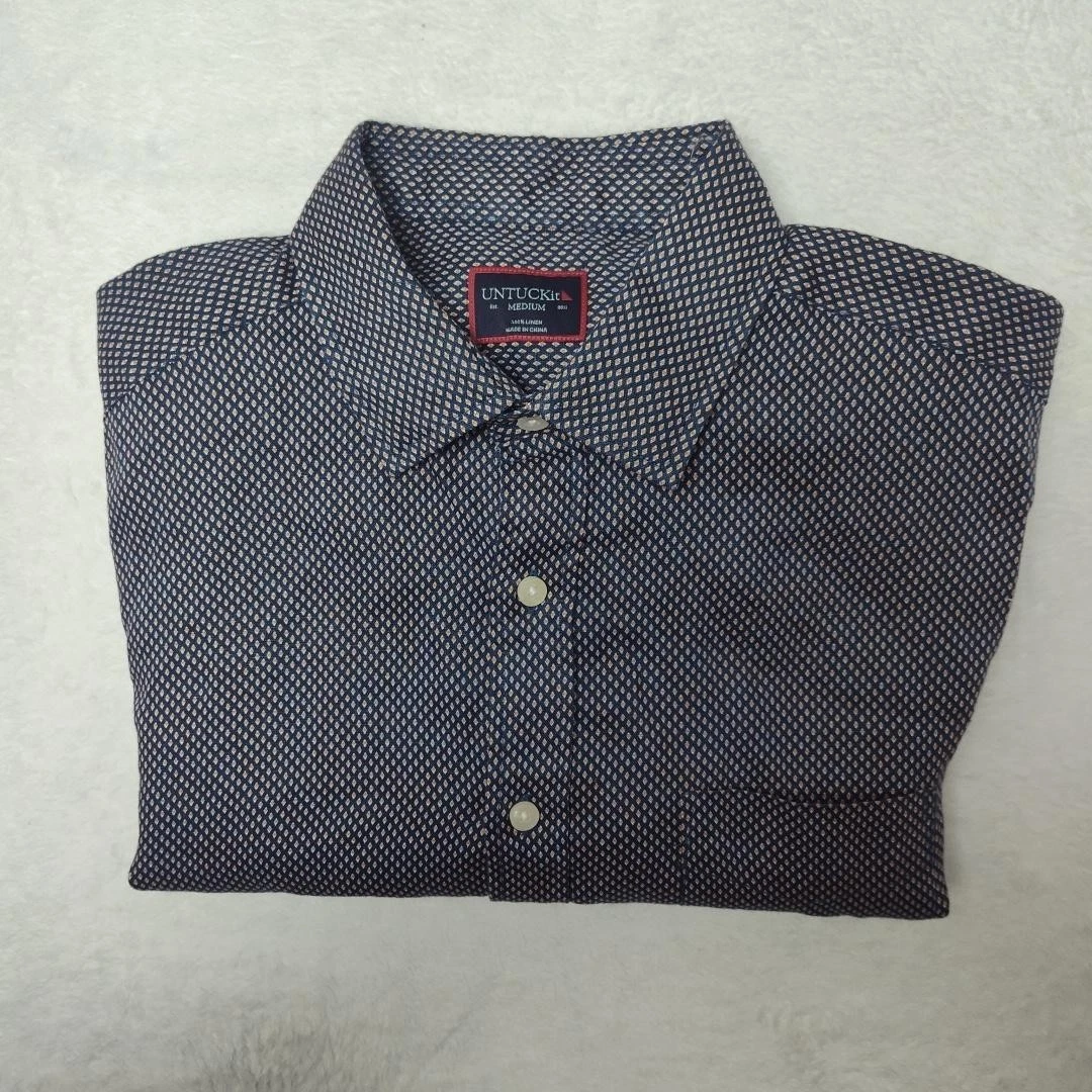 UNTUCKit Shirt Mens Medium Blue Cadalso Linen Short Sleeve Geometric Button Up
Opens in a new window