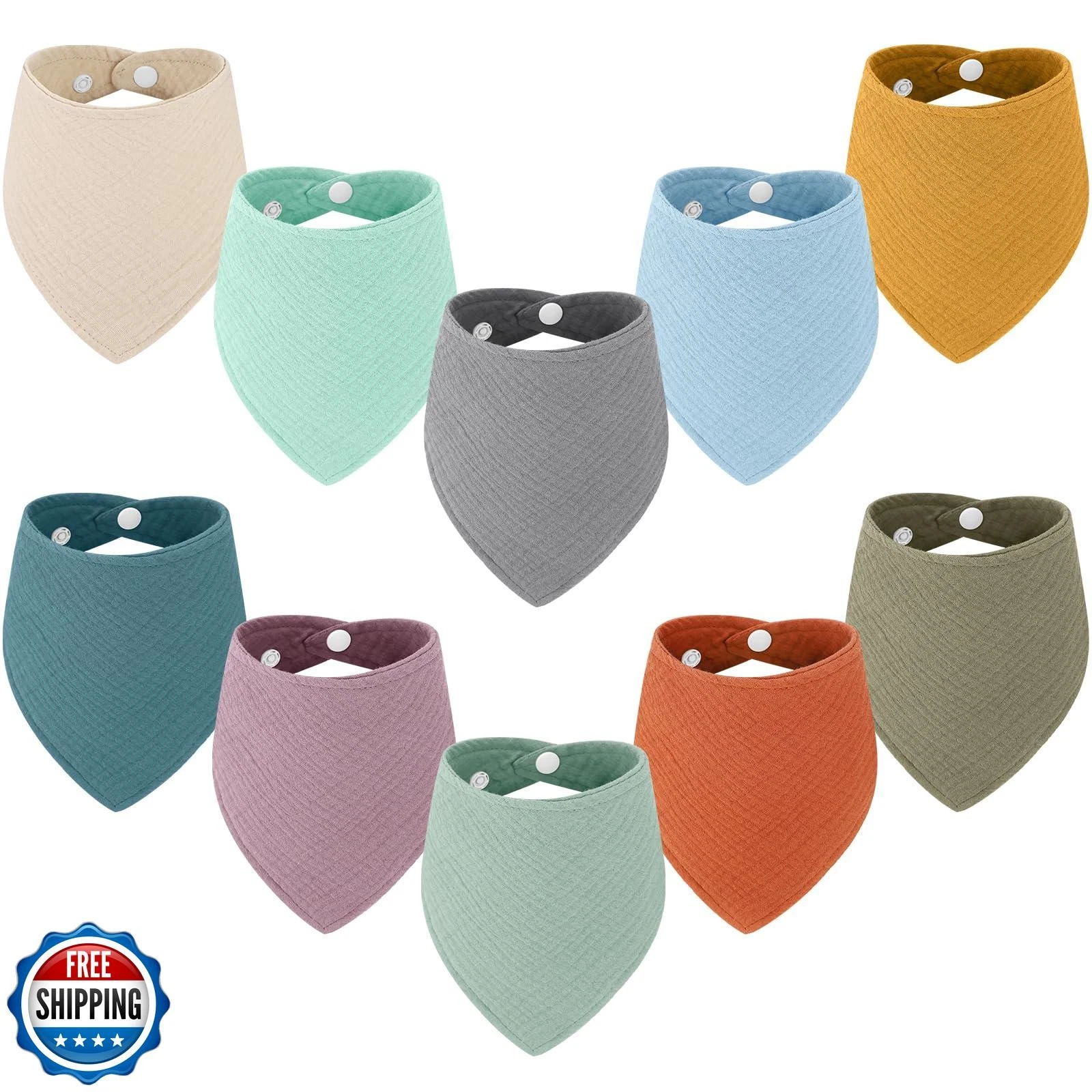 Accmor 10 Pack Muslin Baby Bibs 100% Cotton Bandana Drool Bibs for Baby Girls
Opens in a new window