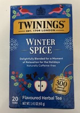 Twinings Winter Spice Flavored Herbal Tea Caffeine Free 1 Box 20 Bags Exp 8/28