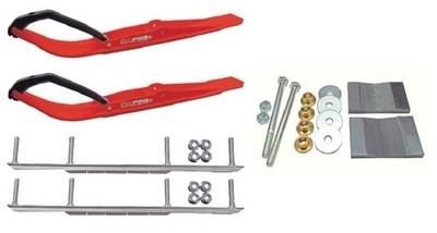 C&A Pro Red Razor Snowmobile Skis w/ 7.5'' Shaper Bars Complete Kit Yamaha Old