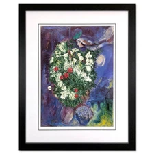 Marc Chagall (1887-1985), "Bouquet with Flying Lover" Framed Offset Lithograph w