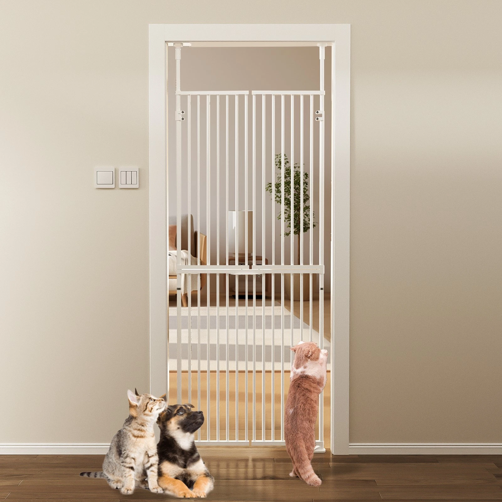 SUNYRISY Adjustable 76"-96"Tall Cat Gate 25.6"-28.7" Dog Safety Gate Pet Barrier
Opens in a new wind