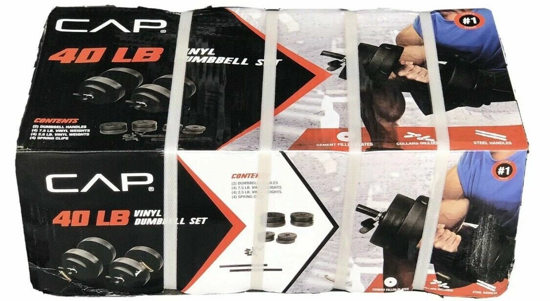 CAP Barbell 40 Pound Adjustable Vinyl Dumbbell Weight Set In Hand 40lb In Hand!
