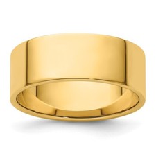 14k Yellow Gold 8mm Flat Wedding Band Ring Gift for Men Size 11