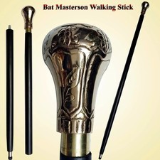 Royal Canes Replica of Bat Masterson Brass Knob Handle Black Wooden Walking Cane