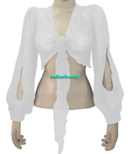 Chiffon Tie Top Belly Dance Wrap Choli Gypsy Haut Orientale Blouse Harem Slit