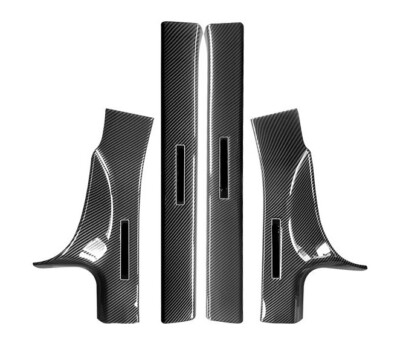 Gloss Carbon Fiber Print Door Sill Step Inside Strips Trim Fits 17-23 Model 3