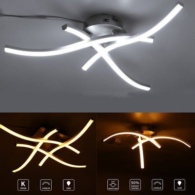 LED Design Deckenleuchte Bade Wohnzimmer Deckenlampe Acrylweiß Aluoptik