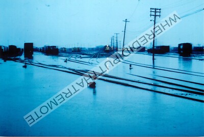 Chicago und Northwestern CNW überfluteter Hof Proviso Ill 8-7-82 Foto (QQ)