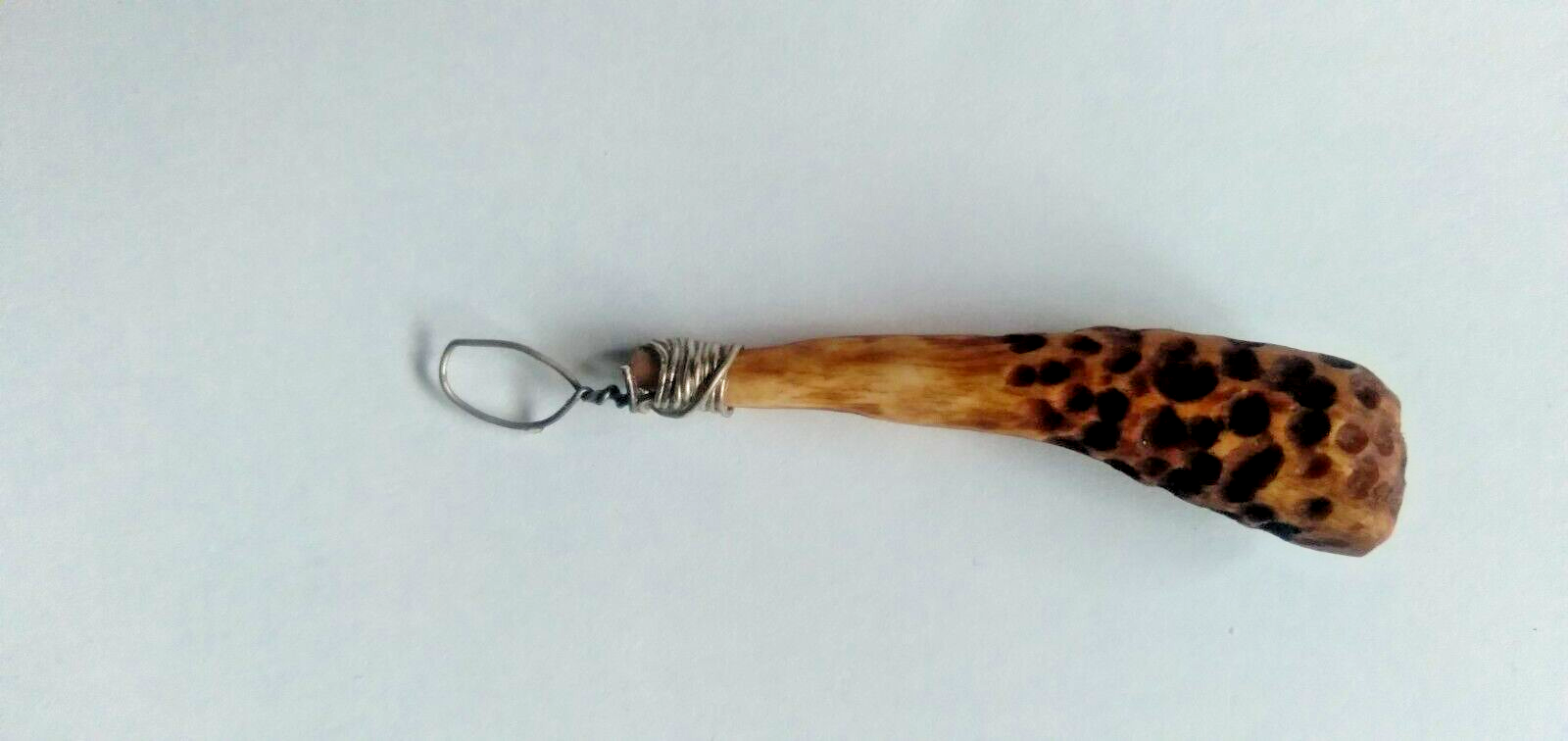 Hand Carved Whitetail deer Antler Keychain/pendent carving morel