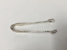 Antique Sterling Silver Claw Foot Sugar Tongs, 4" Long