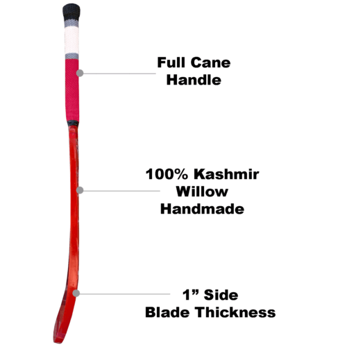 Zeepk 5 Star Tennis Tape Soft Ball Cricket Bat Full Size Kashmir Willow Red - Picture 3 of 3