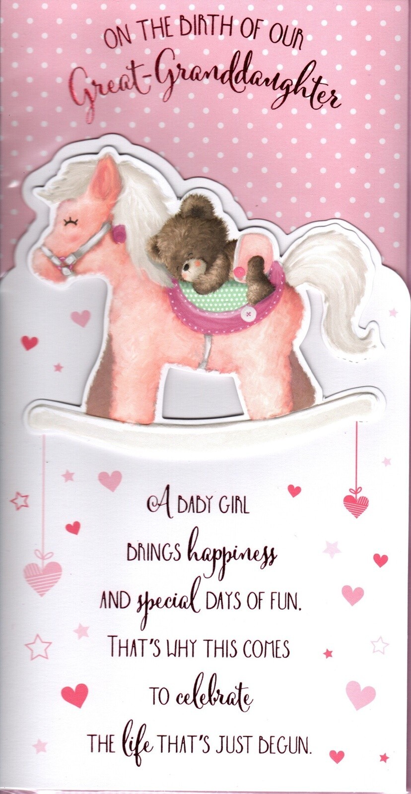 On The Birth Of Our Great-Granddaughter  To Parents Rocking Horse Cute