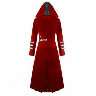 Scorpion Mens Punisher Hooded Trench Coat Long Jacket Red/Black