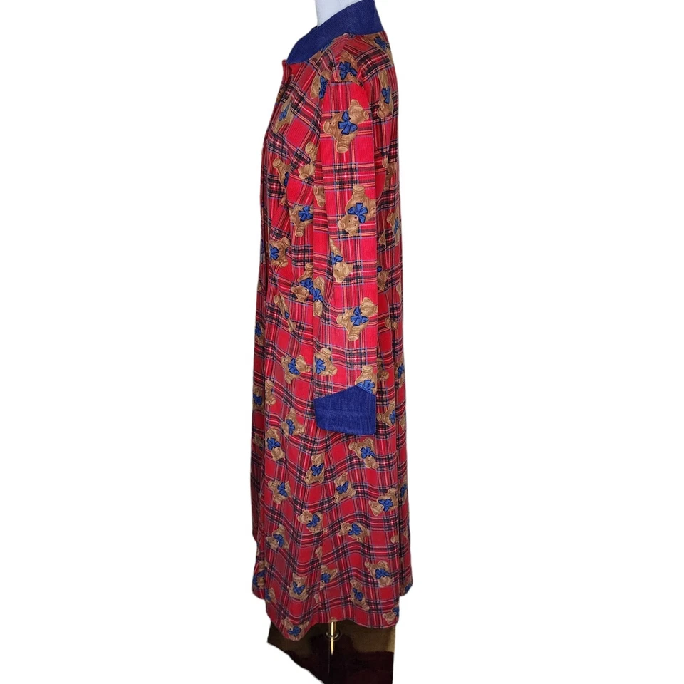 Maxi Vestido Camisa Pana Vintage Años 80 Para Mujer Talla XL Rojo Osos de Peluche Maestro Foto 4 de 4