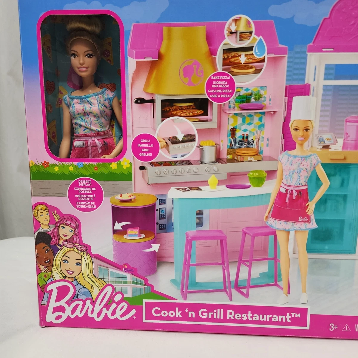 New Barbie Cook n Grill Restaurant Play set 30 Pieces