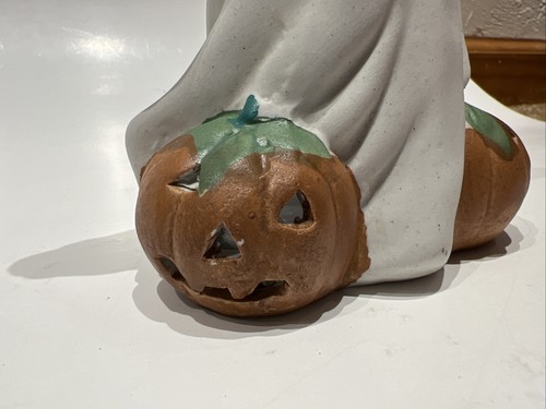 Halloween Tea Light Burner Vintage 1995 Hermitage Pottery Ceramic Ghost 5” - Picture 6 of 10