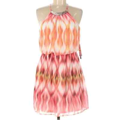 NWT AS U WISH Mini Dress Pink Orange White Summer Macys Juniors Medium M  $44