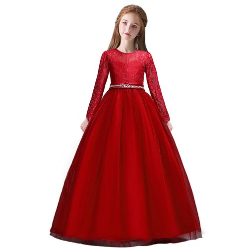 Teen Girls Bridesmaid Dresses Round Neck A-line Flowy Maxi Dress for 5-12 Year - Picture 20 of 59
