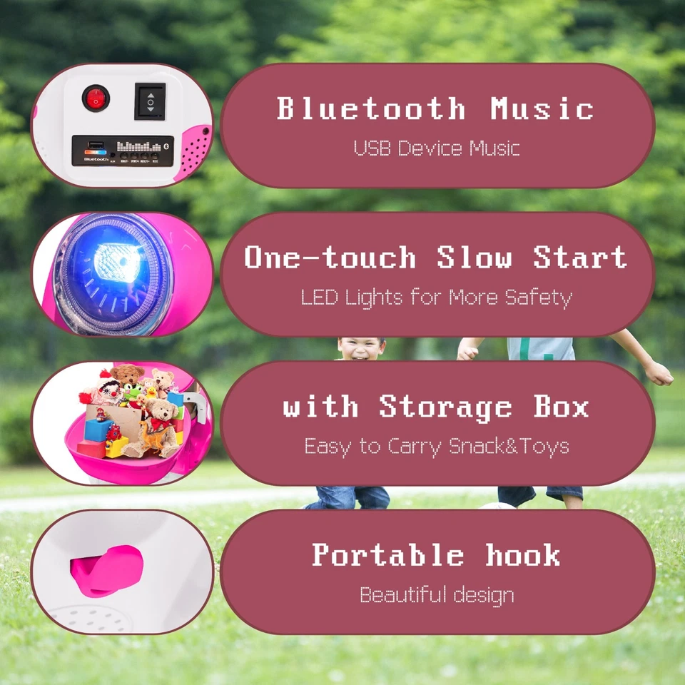 12v Kids Ride On Motorcycle Girl Moped Battery Electric Motorbike with LED Light - Image 3 of 4