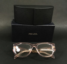 Prada Eyeglasses Frames VPRA18 19Q-1O1 Transparent Peach Cat Eye 52-19-145