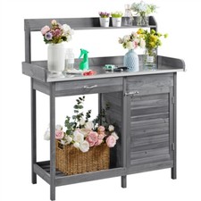 Tavolo Banco Lavoro da Giardino in Legno Banco Panchina per Giardinaggio Grigio