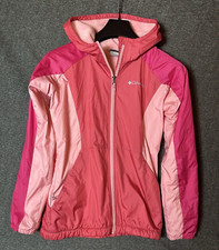 Columbia Jacket Girls 14 /16 Pink Windbreaker Colorblock PFG Vented Lightweight