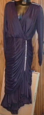 Vtg Glam 1980s LEGENDS JUDY BERGER Black Ruched Cocoon Mermaid Dress Gown 9/10