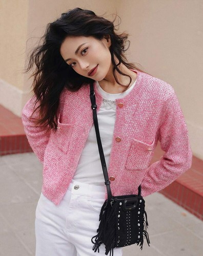 Maje Knit Cardigan Coat Jacket Pink 