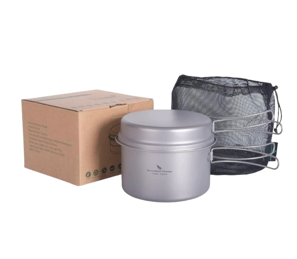 Boundless Voyage Titanium Camping Cookware Set - 1200ml Pot & 500ml Pan - Image 2 of 4