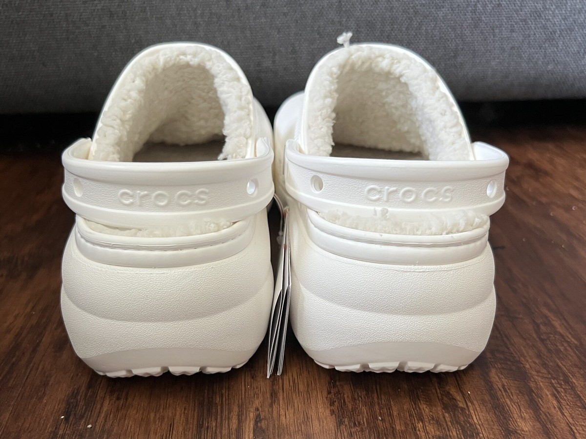Crocs Clogs Shoes Sz Women's 11 White Classic Platform Fur