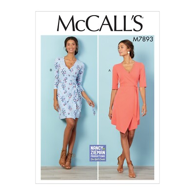 out-of-print:  McCALL`s pattern, M7893, Wickelkleider,   18 - 24, Gr.  44 - 50
