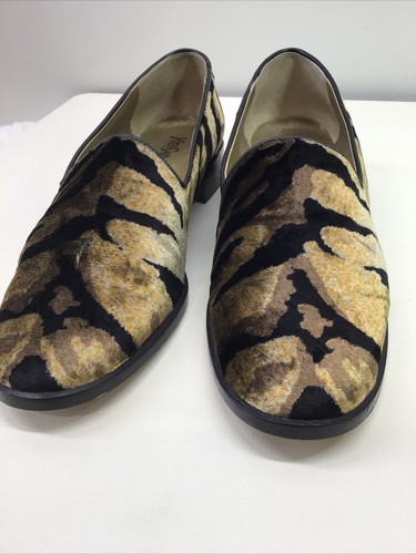 YSL YVES SAINT LAUREN Loafers VELVET GOLD BLACL Size 7 N Slip On - 第 3/8 張圖片