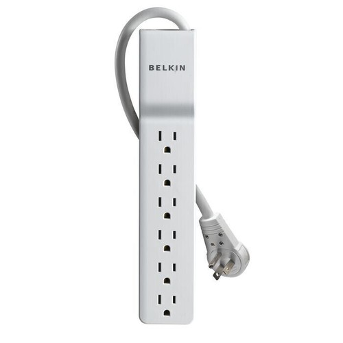Belkin BE106001-06R 6Ft 6-Outlets Surge Protector 720 Joules Rotating Plug White - Picture 2 of 4