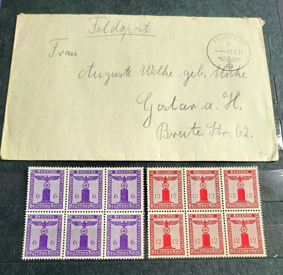 German 3rd Reich era set of Feldpost Cover 1939 and 12 Stamps MNH Genuine ww2 - Image 2 of 2