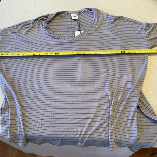 Cabi Plum Tee Top Size Large Pewter Stripe Style #4376 Long Sleeves Pullover NEW - Picture 9 of 10