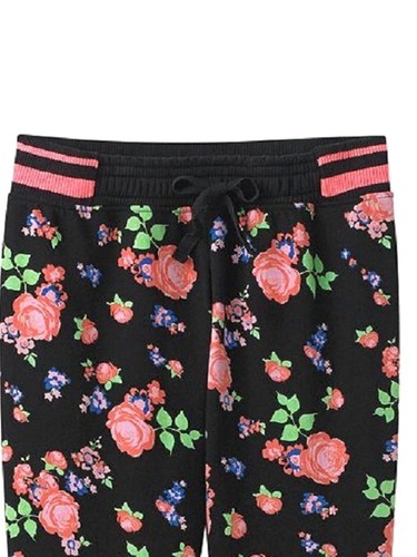 SO Big Girl's Black, Floral Print Elastic Waistband Fleece Joggers - NWT - Picture 3 of 4