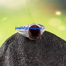 Natural Garnet Gemstone with 925 Sterling silver Ring for Men's #C199