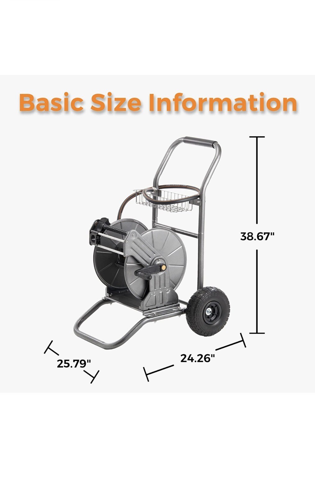 Giraffe Tools Garden Hose Reel Cart with Wheels Heavy Duty Water Hose